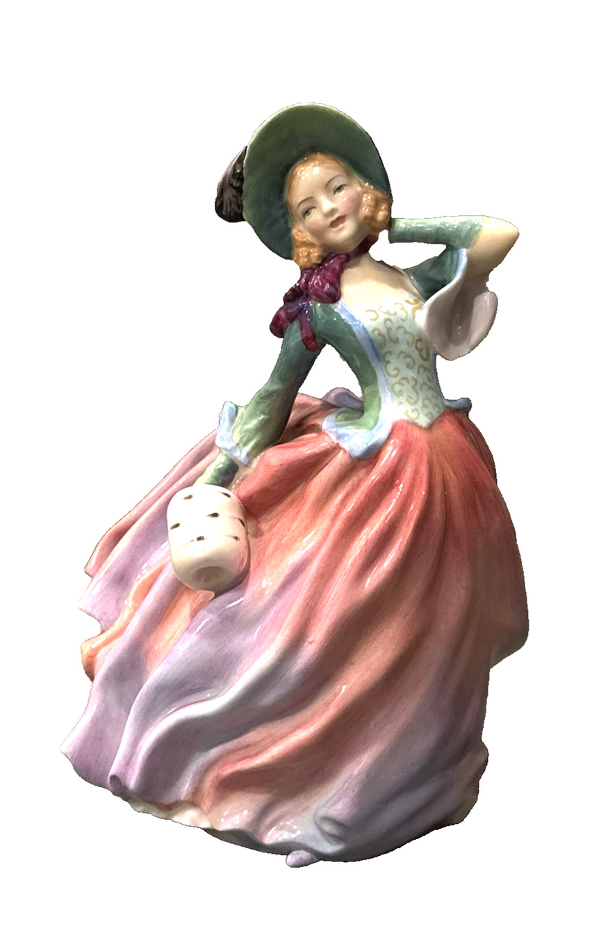 Vintage Royal Doulton Autumn Breezes HN 1911 Figurine c. 1939-1955 Pink Dress